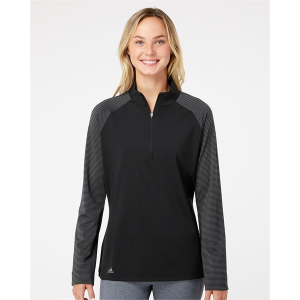 Adidas Women's Stripe Block Quarter-Zip Pullover