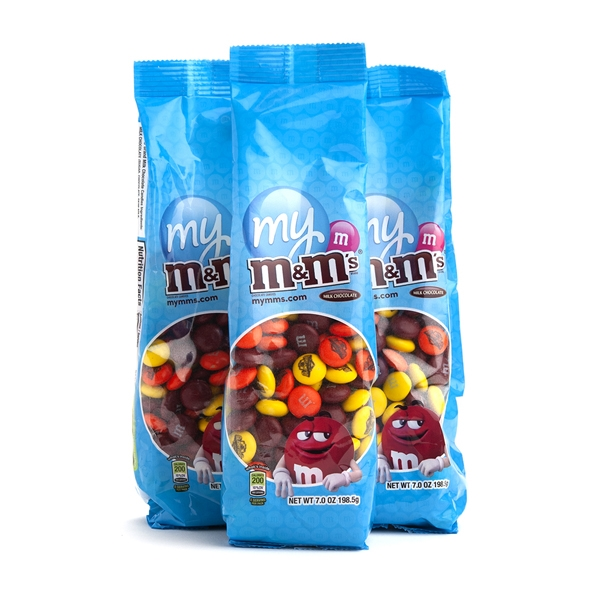 NC Custom: 7oz. Personalized M&M'S  ® Bags- Set of Three Bags.  Supplied By: Chocolate Inn